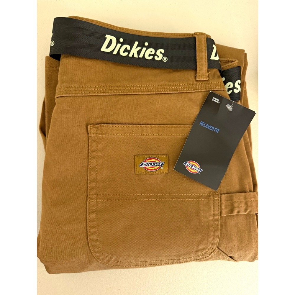 NWT Dickies Women's Relaxed Fit Belt Twill Pants Cotton/Spandex 28R 32x31